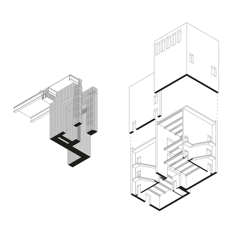 Isometric drawings of the Künstlerhaus